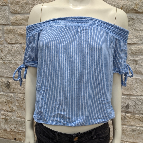 Kendall and Kylie Blue Striped Tie Blouse - Picture 2 of 12